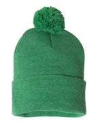 Sportsman SP15, 3015 12" Pom-pom Cuffed Beanie, Heather Kelly