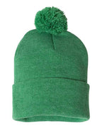 Sportsman SP15, 12" Pom-pom Cuffed Beanie, Heather Kelly