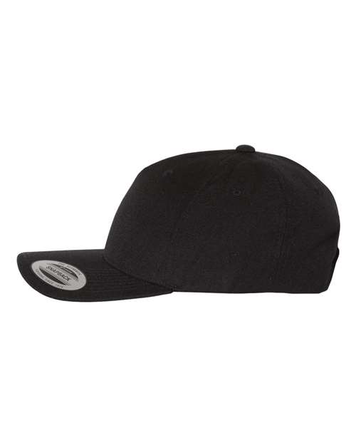 YP Classics 5789M, Premium Five-panel Curved Bill Snapback Cap, Black