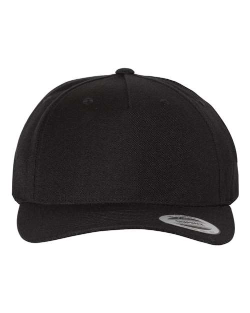 YP Classics 5789M, Premium Five-panel Curved Bill Snapback Cap, Black