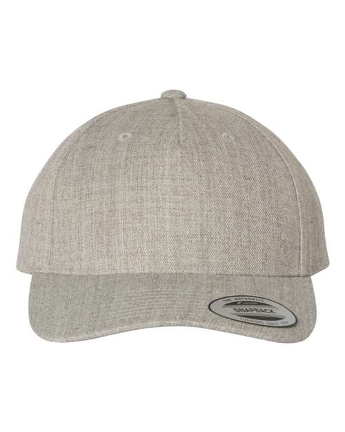 YP Classics 5789M, Premium Five-panel Curved Bill Snapback Cap, Heather Grey