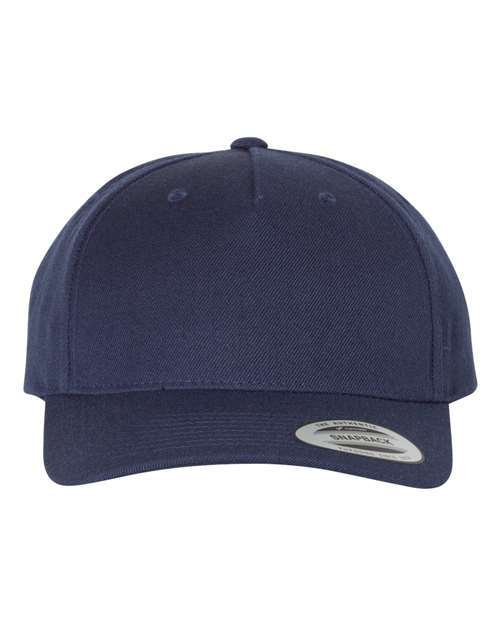 YP Classics 5789M, Premium Five-panel Curved Bill Snapback Cap, Navy