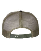 Richardson 168, Seven-panel Trucker Cap, Black/ Camo/ Loden