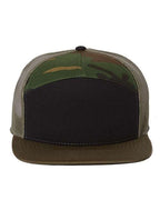 Richardson 168, Seven-panel Trucker Cap, Black/ Camo/ Loden