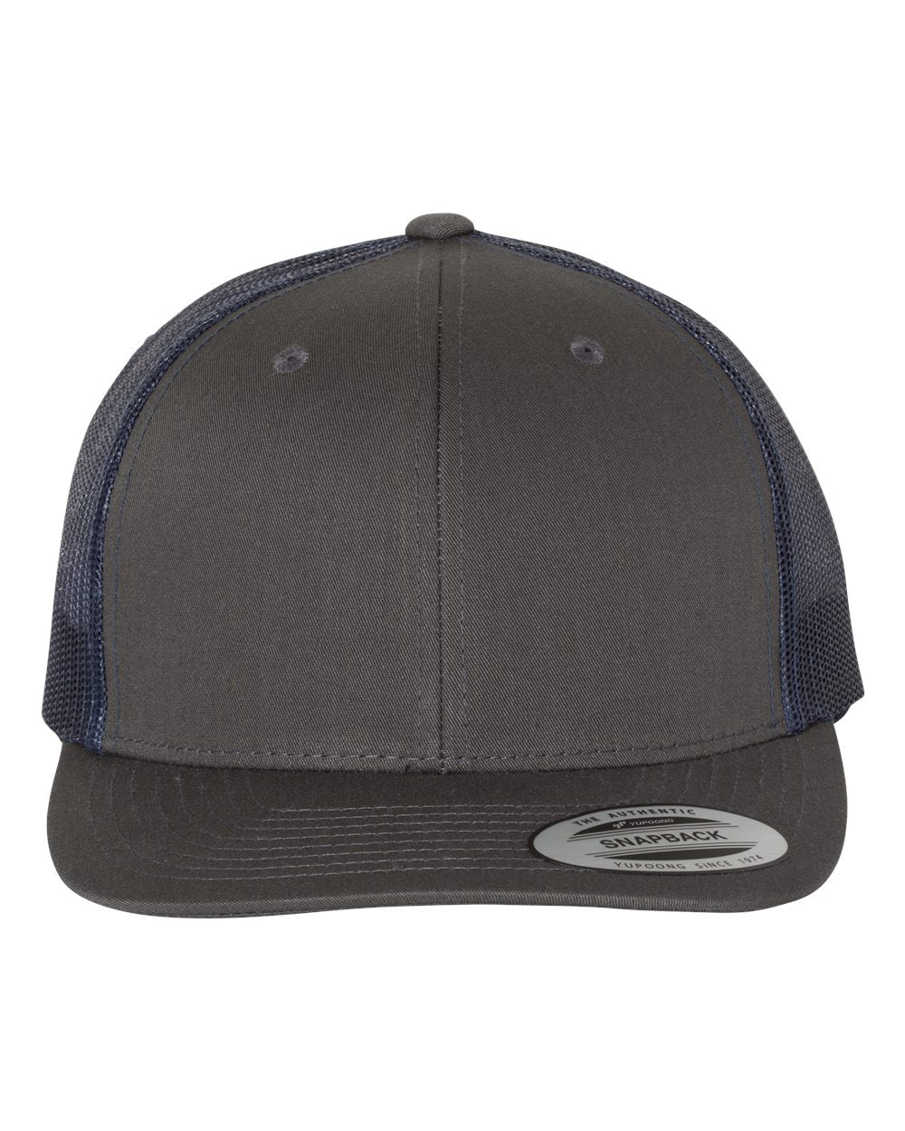 YP Classics 6606, Retro Trucker Cap, Charcoal/ Navy