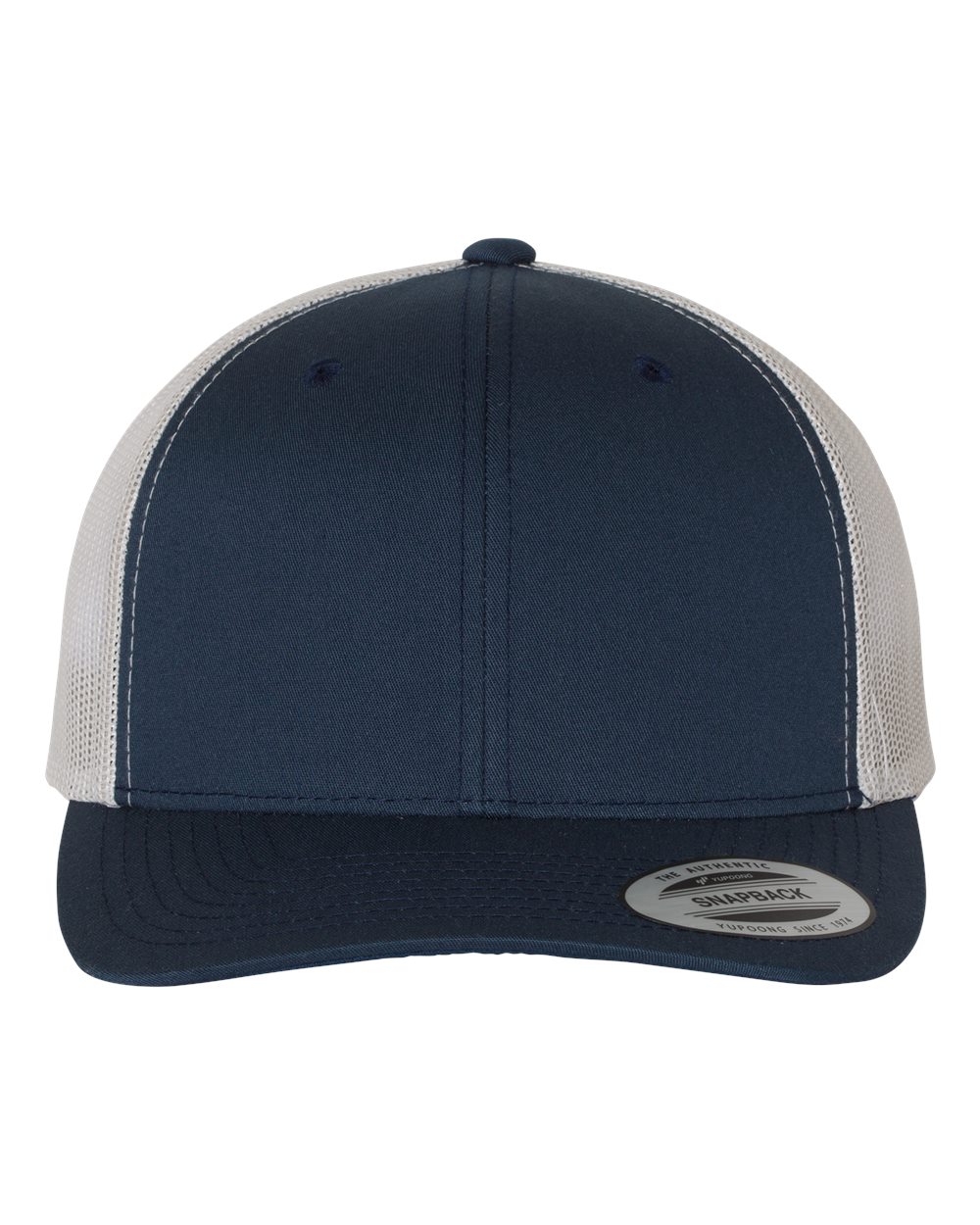 YP Classics 6606, Retro Trucker Cap, Navy/ Silver