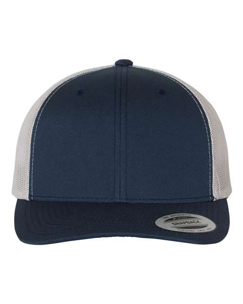 YP Classics 6606, Retro Trucker Cap, Navy/ Silver