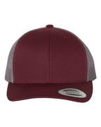 YP Classics 6606, Retro Trucker Cap, Maroon/ Grey