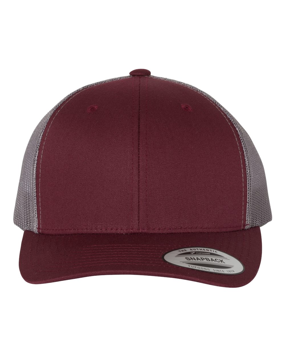YP Classics 6606, Retro Trucker Cap, Maroon/ Grey
