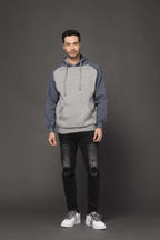Milltex Sportswear 869, Adult Unisex Heavy Weight Marled Varsity Hoodie, Graphite Navy Marled