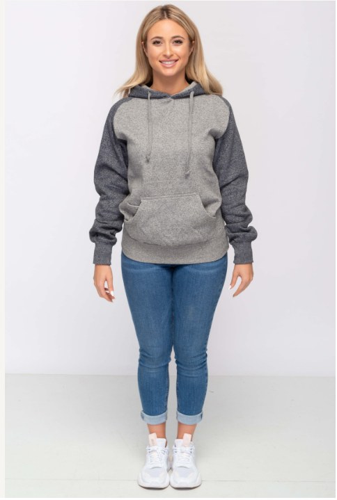 Milltex Sportswear 869, Adult Unisex Heavy Weight Marled Varsity Hoodie, Graphite Charcoal Marled
