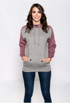 Milltex Sportswear 869, Adult Unisex Heavy Weight Marled Varsity Hoodie, Graphite Maroon Marled