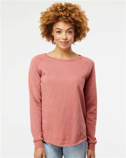 Independent Trading Co. PRM2000, Women's California Wave Wash Crewneck Sweatshirt, Dusty Rose
