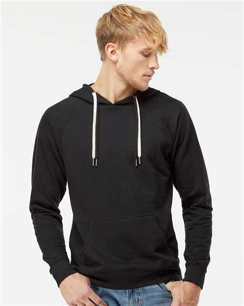 Independent Trading Co. SS1000, Unisex Icon Lightweight Loopback Terry Hooded Sweatshirt, Black