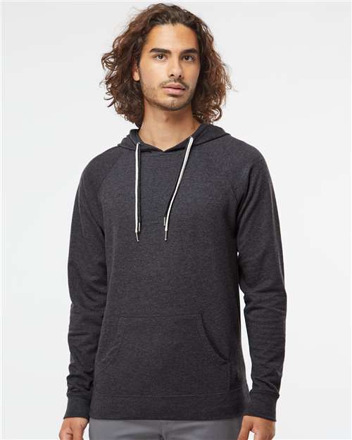 Independent Trading Co. SS1000, Unisex Icon Lightweight Loopback Terry Hooded Sweatshirt, Charcoal Heather