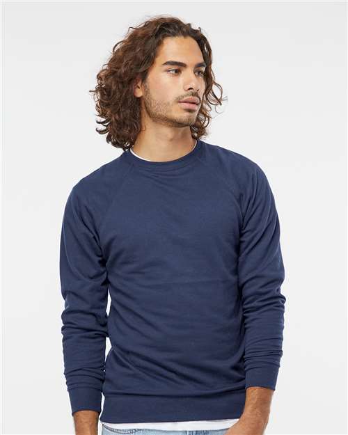 Independent Trading Co. SS1000C, Unisex Icon Lightweight Loopback Terry Crewneck Sweatshirt, Indigo