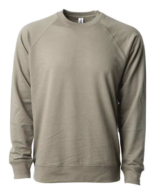 Independent Trading Co. SS1000C, Unisex Icon Lightweight Loopback Terry Crewneck Sweatshirt, Olive