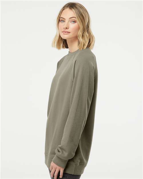 Independent Trading Co. SS1000C, Unisex Icon Lightweight Loopback Terry Crewneck Sweatshirt, Olive