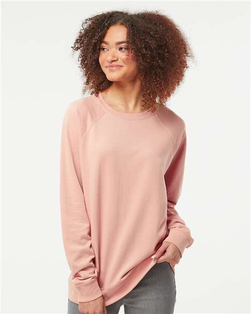 Independent Trading Co. SS1000C, Unisex Icon Lightweight Loopback Terry Crewneck Sweatshirt, Rose