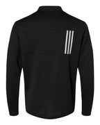 Adidas A482, Men's 3-stripes Double-knit Quarter-zip Pullover, Black/ Grey Two
