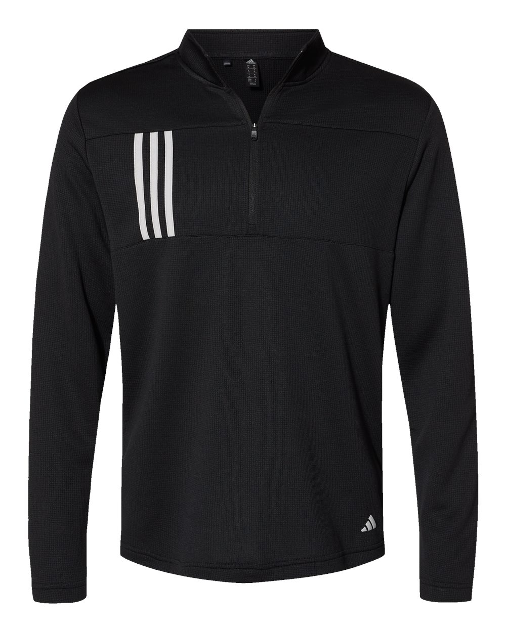 Adidas A482, Men's 3-stripes Double-knit Quarter-zip Pullover, Black/ Grey Two