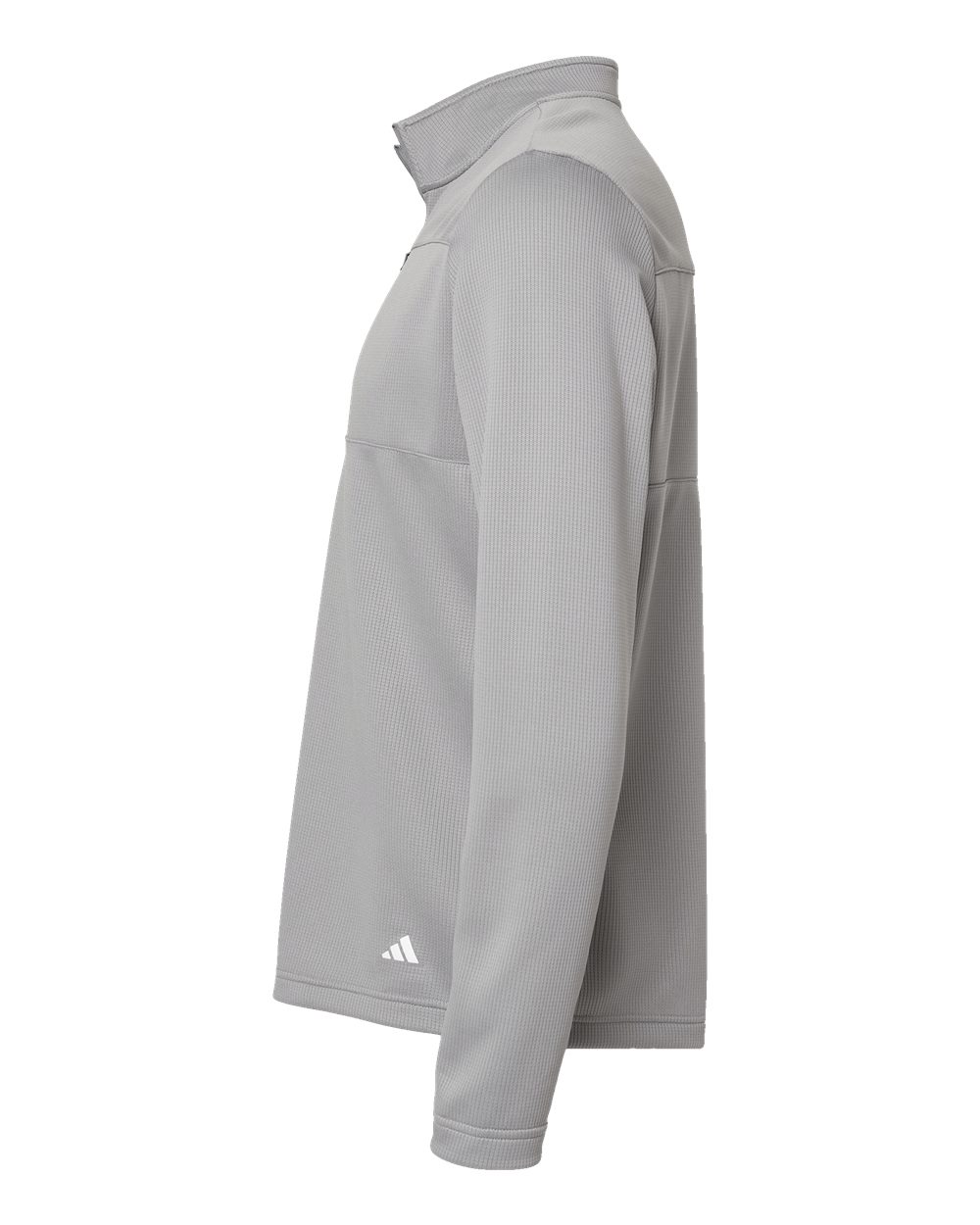 Adidas A482, Men's 3-stripes Double-knit Quarter-zip Pullover, Grey Three/ White