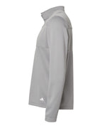 Adidas A482, Men's 3-stripes Double-knit Quarter-zip Pullover, Grey Three/ White