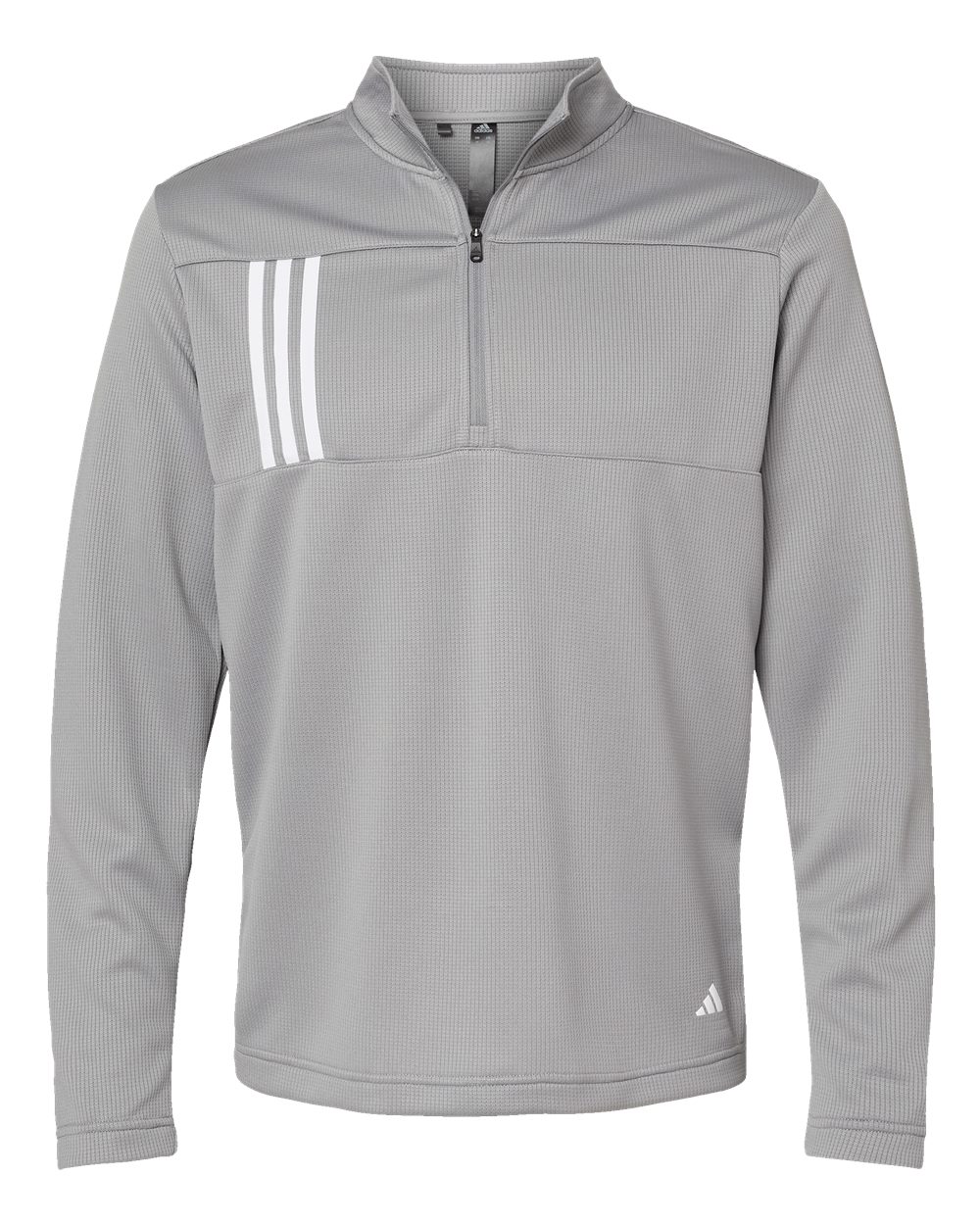 Adidas A482, Men's 3-stripes Double-knit Quarter-zip Pullover, Grey Three/ White