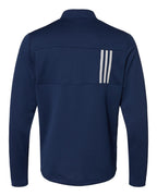 Adidas A482, Men's 3-stripes Double-knit Quarter-zip Pullover, Team Navy Blue/ Grey Two