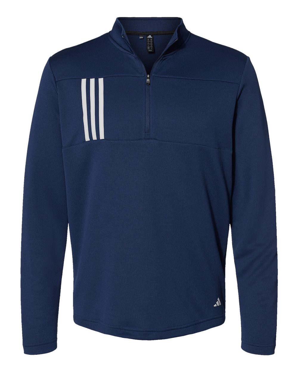 Adidas A482, Men's 3-stripes Double-knit Quarter-zip Pullover, Team Navy Blue/ Grey Two