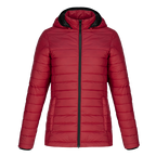 Muskoka Trail L00901, - Canyon - Ladies Puffy Jacket W/ Detachable Hood, Red