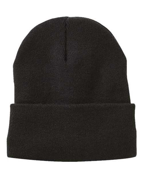 Sportsman SP12JL, 12" Jersey Lined Cuffed Beanie, Black