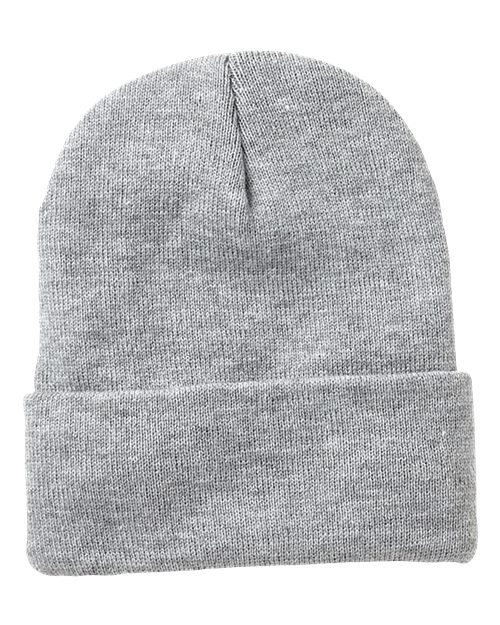 Sportsman SP12SL, 12" Sherpa Lined Cuffed Beanie, Heather Grey
