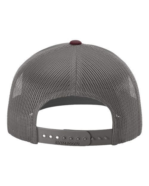 Richardson 112, Snapback Trucker Cap, Heather Grey/ Charcoal/ Maroon
