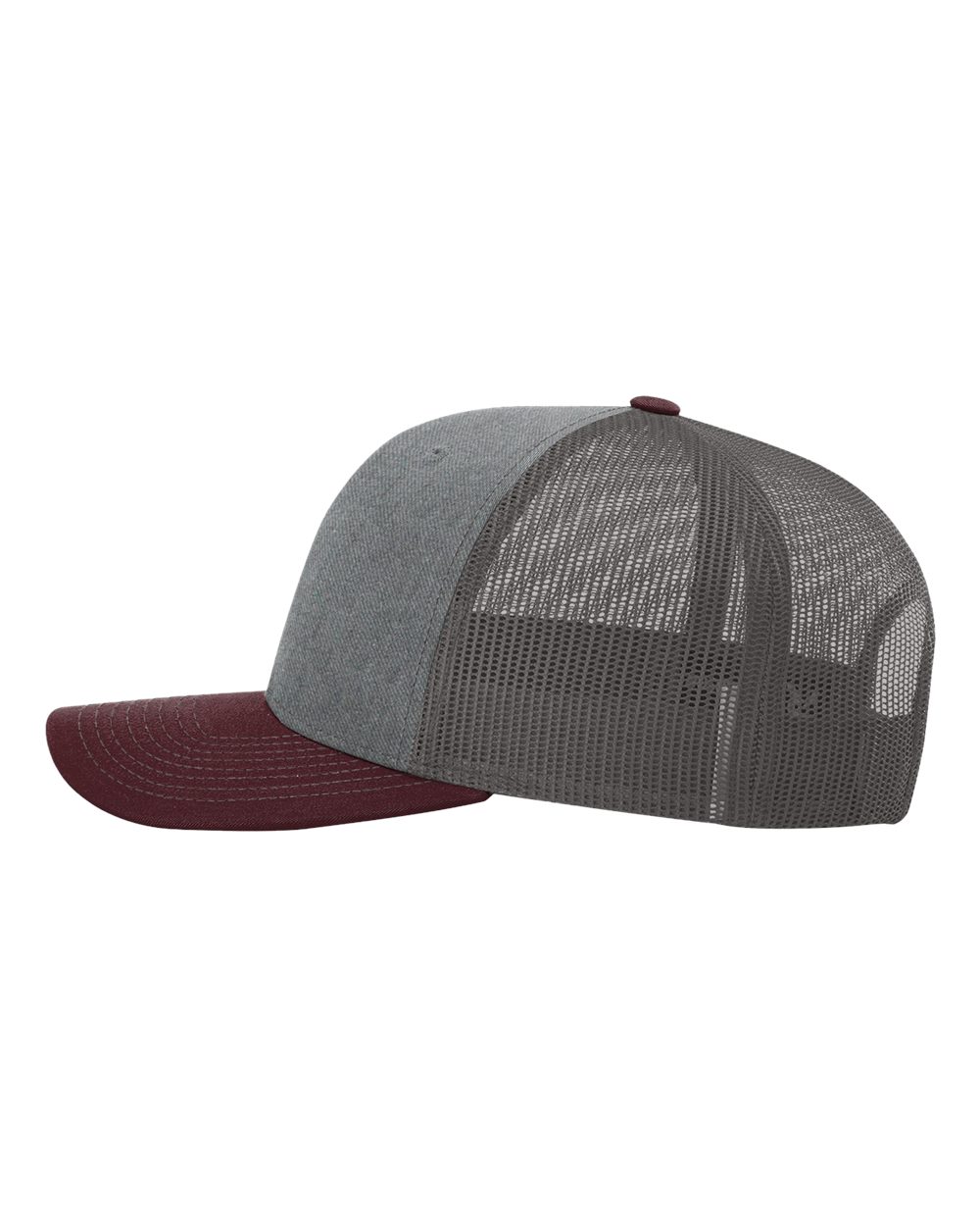 Richardson 112, Snapback Trucker Cap, Heather Grey/ Charcoal/ Maroon