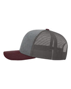 Richardson 112, Snapback Trucker Cap, Heather Grey/ Charcoal/ Maroon
