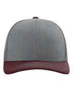 Richardson 112, Snapback Trucker Cap, Heather Grey/ Charcoal/ Maroon
