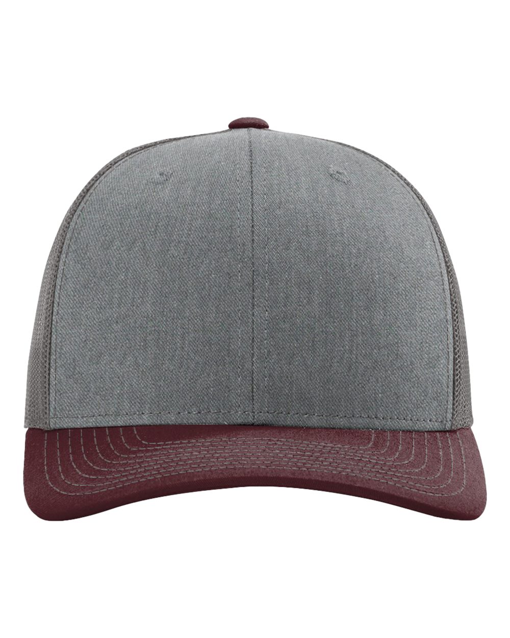 Richardson 112, Snapback Trucker Cap, Heather Grey/ Charcoal/ Maroon