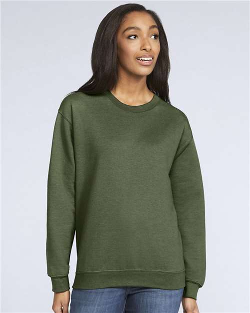 Gildan SF000, Unisex Softstyle Midweight Crewneck Sweatshirt, Military Green