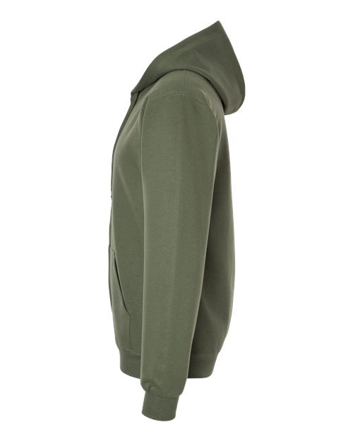 Gildan SF600, Unisex Softstyle Midweight Full-zip Hooded Sweatshirt, Military Green