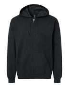 Gildan SF600, Unisex Softstyle Midweight Full-zip Hooded Sweatshirt, Black