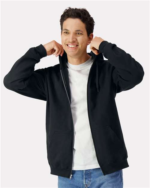 Gildan 9353, Sf600 Unisex Softstyle Midweight Full-zip Hooded Sweatshirt, Black