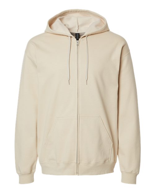 Gildan 9353, Sf600 Unisex Softstyle Midweight Full-zip Hooded Sweatshirt, Sand