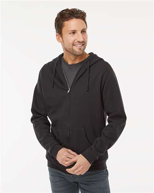 M&O 3331, Unisex Zipper Fleece Hoodie, Black