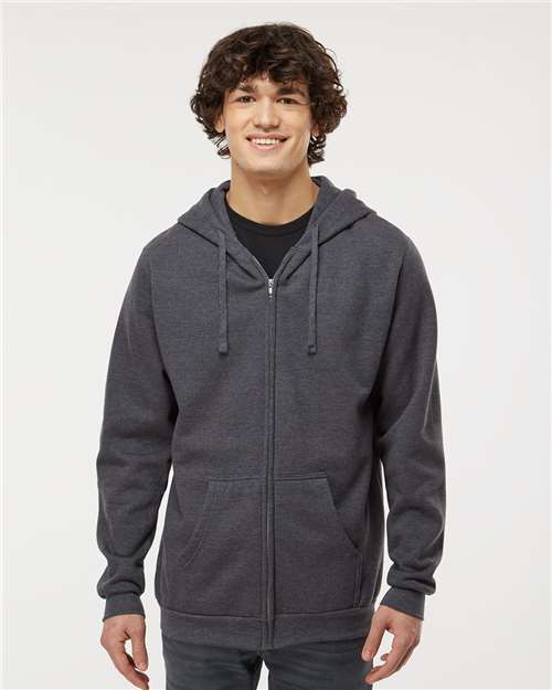 M&O 3331, Unisex Zipper Fleece Hoodie, Dark Heather