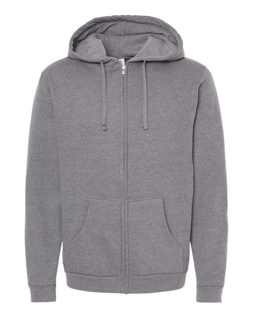M&O 3331, Unisex Zipper Fleece Hoodie, Heather Grey