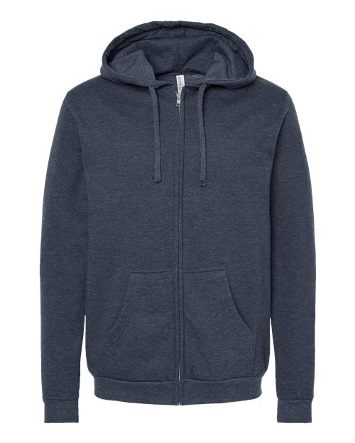 M&O 3331, Unisex Zipper Fleece Hoodie, Heather Navy