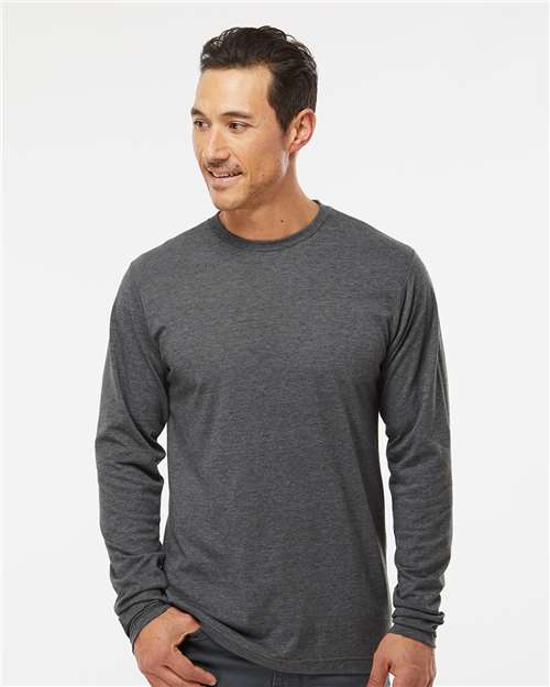 M&O 3520, Poly-blend Long Sleeve T-shirt, Heather Charcoal
