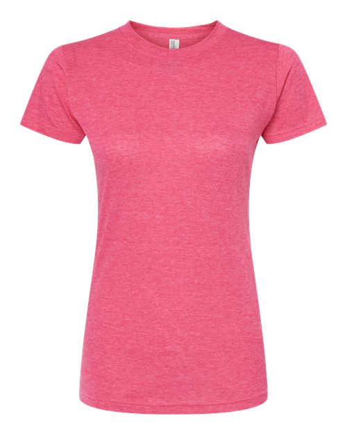 M&O 3540, Women's Deluxe Blend T-shirt, Heather Fuchsia