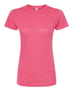 M&O 3540, Women's Deluxe Blend T-shirt, Heather Fuchsia